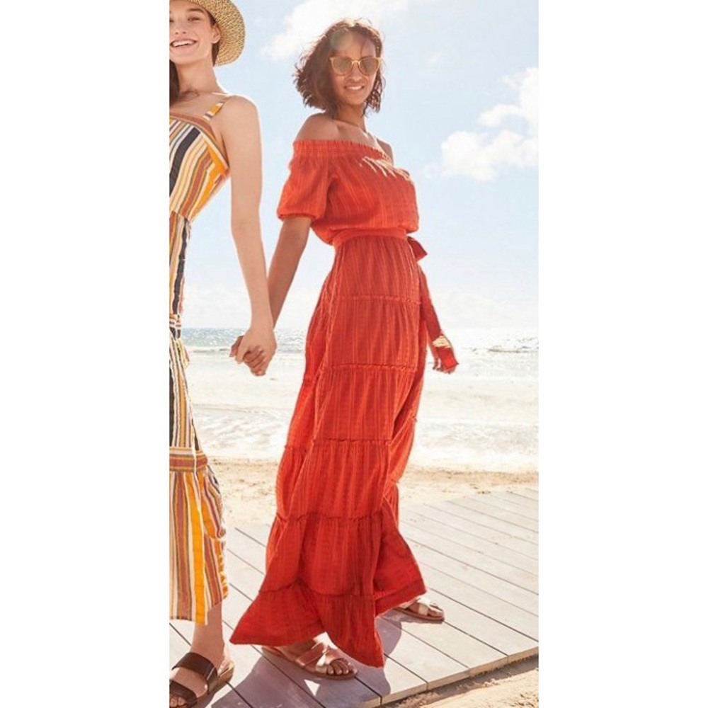 Ann Taylor LOFT Beach Clip Off Shoulder Maxi Dress